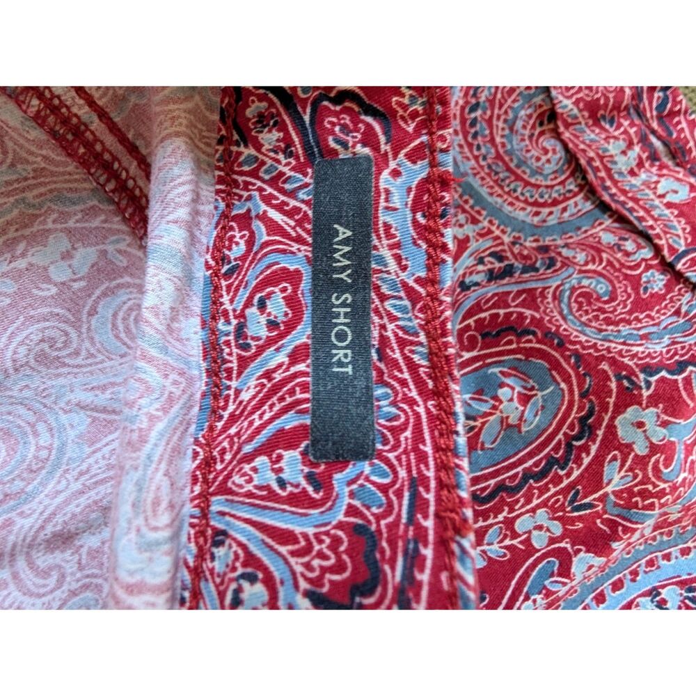 Bandolino Amy Paisley Denim Shorts Red Boho Festival Summer Cuffed Size 12